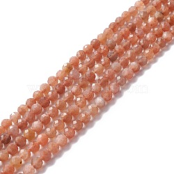 Natural Sunstone Beads Strands, Faceted, Round, 6.5mm, Hole: 0.8mm, about 63pcs/strand, 15.35 inch(39cm)(G-A021-08)