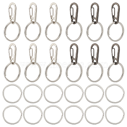 20Pcs 2 Colors Zinc Alloy Rock Climbing Carabiners, and 20Pcs 304 Stainless Steel Split Key Rings, Mixed Color, 31.5x14.5x7mm(KEYC-AR0001-02)