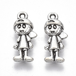 Tibetan Style Alloy Pendants, Cadmium Free & Lead Free, Boy, Antique Silver, 18.5x8x3.5mm, Hole: 1.2mm, about 1040pcs/1000g(TIBE-R317-023AS-LF)