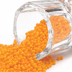 11/0 Grade A Baking Paint Glass Seed Beads, Round, Orange, 2.3x1.5mm, Hole: 1mm, about 5300pcs/50g(X-SEED-N001-A-1003)
