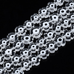 Handmade Lampwork Beads Strands, Flower with Evil Eye, Clear, 7~9x7~9x3mm, Hole: 0.8mm, about 50~52pcs/strand, 14.57 inch~15.35 inch(37~39cm)(LAMP-N023-002A-10)