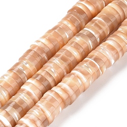 Natural Trochid Shell/Trochus Shell Beads Strands, Column, Brown, 8x2mm, Hole: 0.8mm, about 173pcs/strand, 15.5 inch(39.5cm)(SSHEL-L016-13D)