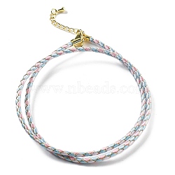 Polyester Cord Braided Necklace Makings, with Brass Findings, Stainless Steel Clasps, Long-Lasting Plated, Golden, Pink, 18-3/4 inch(47.5cm)(MAK-L043-03G-09)