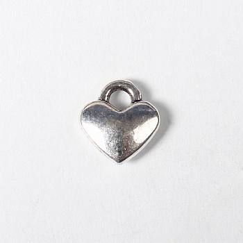 Tibetan Style Pendants, Lead Free and Cadmium Free, Antique Silver, Heart, about 8mm long, 7mm wide, 2.5mm thick, hole: 2mm