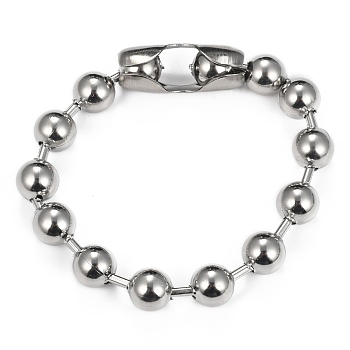 304 Stainless Steel Ball Chain Bracelets, Tag Chain, Stainless Steel Color, 8-1/2 inch(21.5cm), 10mm