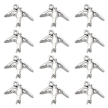 Alloy Pendants, Bird, Lead Free and Cadmium Free, Antique Silver, 17.5x22.5x1.5mm, Hole: 2mm