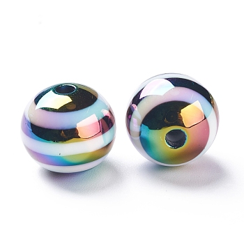 Stripe Resin Beads, AB Color, Rondelle, Black, 15.5~16x13.5~14.5mm, Hole: 2.5~3.5mm