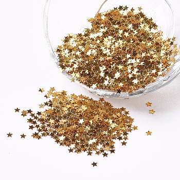 Ornament Accessories Plastic Paillette/Sequins Beads, Star, Gold, 2.5x2.5x0.1mm, about 450000pcs/pound