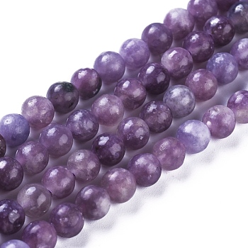 Natural Lepidolite/Purple Mica Stone Beads Strands, Round, 8mm, Hole: 1.2mm, about 47pcs/strand, 15.55 inch(39.5cm)