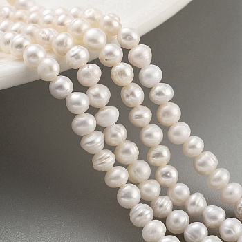 Natural Cultured Freshwater Pearl Beads Strands, Round, Antique White, 3~3.5mm, Hole: 0.5mm, about 47~48pcs/strand, 6.89~7.09 inch(17.5~18cm)