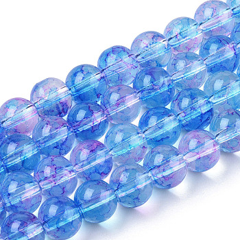 Baking Painted Glass Beads Strands, Imitation Opalite, Round, Cornflower Blue, 8mm, Hole: 1.3~1.6mm, about 100pcs/strand, 31.4 inch