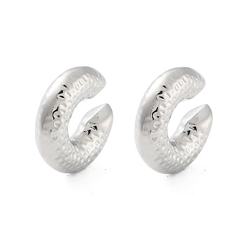 Donut Brass Cuff Earrings, Long-Lasting Plated, Cadmium Free & Lead Free, Platinum, 25x7.5mm