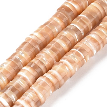 Natural Trochid Shell/Trochus Shell Beads Strands, Column, Brown, 8x2mm, Hole: 0.8mm, about 173pcs/strand, 15.5 inch(39.5cm)
