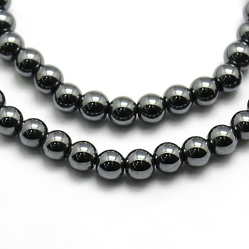 Grade AAA Magnetic Synthetic Hematite Round Bead Strands, 4mm, Hole: 1mm, about 100~104pcs/strand, 16 inch