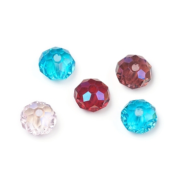 Electroplate Glass Beads, AB Color Plated, Faceted, Rondelle, Mixed Color, 8x6mm, Hole: 1.4mm