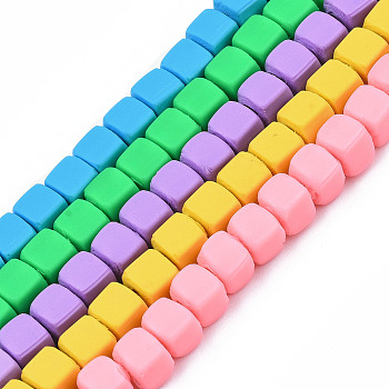 Handmade Polymer Clay Beads Strands, Cube, Mixed Color, 5x5x5mm, Hole: 1.8mm, about 86~88pcs/strand, 15.35 inch~16.34 inch(39~41.5cm)