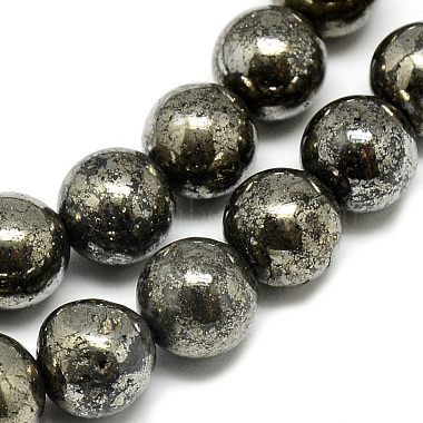 Natural Pyrite Beads Strands(G-S265-03-6mm)-2