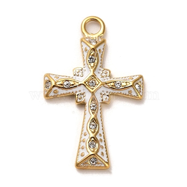 Real 18K Gold Plated Clear Cross Stainless Steel+Cubic Zirconia Pendants