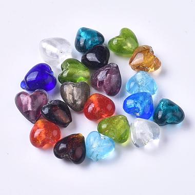 Perles en verre d'argent feuille manuelles(FOIL-R050-12x8mm-M)-4