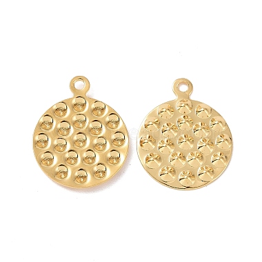 Golden Flat Round 304 Stainless Steel Charms