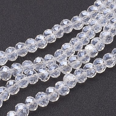 8mm Clear Abacus Electroplate Glass Beads