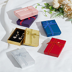 6Pcs 6 Colors Paper Storage Gift Boxes, Ribbon Bowknot Case with Sponge Inside, Rectangle, Mixed Color, 8.3x5.35x2.7cm, 1pc/color(CON-LP0001-78)