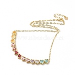 Colorful Cubic Zirconia Heart Pendant Necklace, Rack Plating Brass Jewelry for Women, Cadmium Free & Lead Free, Real 18K Gold Plated, 17.32 inch(44cm)(NJEW-E074-03G)