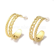 PVD Vacuum Plating 201 Stainless Steel Studs Earring, with 304 Stainless Steel Pin, Chain Link Shape, Real 18K Gold Plated, 23.5x7.5mm(EJEW-B059-15G)