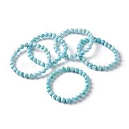 Natural Larimar Round Beaded Stretch Bracelet, Gemstone Jewelry for Women, Beads: 6.5mm, Inner Diameter: 2-1/8 inch(5.5cm)(BJEW-A120-01A)