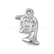 Anti-Tarnish 304 Stainless Steel Pendants,  Trumpet Charm, Stainless Steel Color, 17.5x13x3mm, Hole: 1.5mm(STAS-D192-13P)