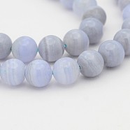 Natural Blue Lace Agate Round Bead Strands, 6mm, Hole: 1mm, about: 65pcs/strand, 15.7 inch(G-P070-15-6mm)
