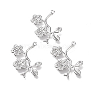 304 Stainless Steel Pendants, Laser Cut, Plum Blossom Branch, Stainless Steel Color, 29x23x2mm, Hole: 1.4mm(STAS-K194-22P)