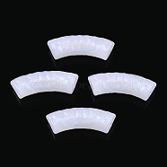 Acrylic Tube Beads, Curved Tube, AB Color Plated, Faceted, Creamy White, 32x12x9.5mm, Hole: 2mm(OACR-N137-03D)