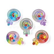 Translucent Resin Candy Cabochons, Lollipop, Mixed Color, 11x8x2.7mm(RESI-E039-23)