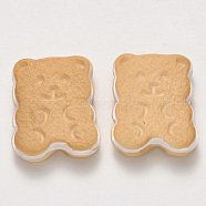 Resin Decoden Cabochons, Bear, Imitation Food Biscuits, Wheat, 22x18x6mm(X-CRES-N022-07)