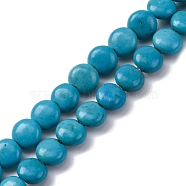 Synthetic Howlite Beads Strands, Flat Round, Dyed, 8x4mm, Hole: 1mm, about 55pcs/strand, 15.55 inch(39.5cm)(G-F783-C01-01)