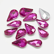 Pointed Back Glass Rhinestone Cabochons, Back Plated, Faceted, teardrop, Rose, 8x5x3mm(RGLA-T082-5x8mm-09)