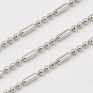 304 Stainless Steel Ball Chains, Decorative Ball Beaded Chain, Stainless Steel Color, 1.5mm(CHS-K002-12A)