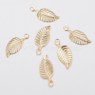 304 Stainless Steel Charms, Leaf, Golden, 14.5x6x0.5mm, Hole: 0.8mm(STAS-H436-54)