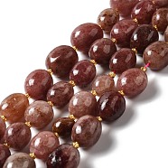 Natural Strawberry Quartz Beads Strands, Oval, 9.5~19.5x8~13.5x5.5~13mm, Hole: 0.9~1.2mm, about 24~27pcs/strand, 14.96~15.55''(38~39.5cm)(G-B028-B01)