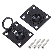 2 Sets 316 Stainless Steel Boat Deck Ring Hatch Pull Flush Lift, Flush Ring Pull, Rectangle, Electrophoresis Black, 48x38x11mm, Hole: 5mm, Inner Diameter: 19mm(AJEW-UN0001-43)