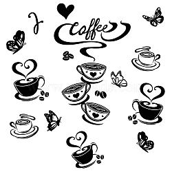 PVC Wall Stickers, for Home Living Room Bedroom Decoration, Black, Coffee Pattern, 800x350mm(DIY-WH0377-170)