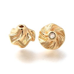 Brass Beads, Spiral, Real 18K Gold Plated, 9.5x9mm, Hole: 1.2mm(KK-B127-03G)