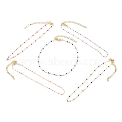 Vacuum Plating 304 Stainless Steel Link Chain Bracelets, with Enamel, Golden, Mixed Color, 7-1/4 inch(18.5cm)(BJEW-JB06185)