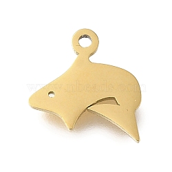 304 Stainless Steel Charms, Laser Cut, Golden, Shark, 9.5x10x1mm, Hole: 1mm(STAS-U027-10G-05)