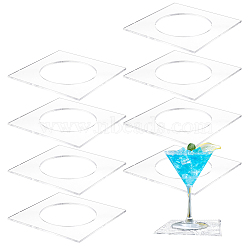 Acrylic Cup Mats, Hollow-out, Square, Clear, 120x120x2.8mm, Inner Diameter: 79.5mm(DJEW-WH0034-87)