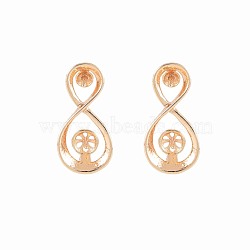Brass Stud Earring Findings, for Half Drilled Beads, Nickel Free, Infinity, Real 18K Gold Plated, 18x9mm, Pin: 0.6mm, pin: 0.6mm(for half drilled beads)(KK-S364-141)