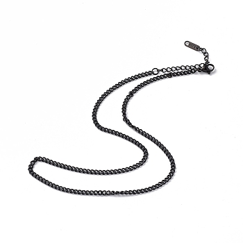 304 Stainless Steel Curb Chain Necklace for Men Women, Gunmetal, 15.79 inch(40.1cm)