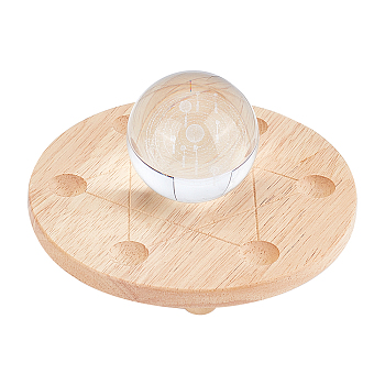 Wood Seven Star Disk, Crystal Ball Base Sphere Stand, Home Decorations, Bisque, 150x26mm, Inner Diameter: 17.5~22mm