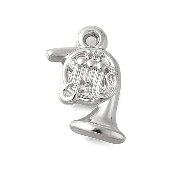 Anti-Tarnish 304 Stainless Steel Pendants,  Trumpet Charm, Stainless Steel Color, 17.5x13x3mm, Hole: 1.5mm